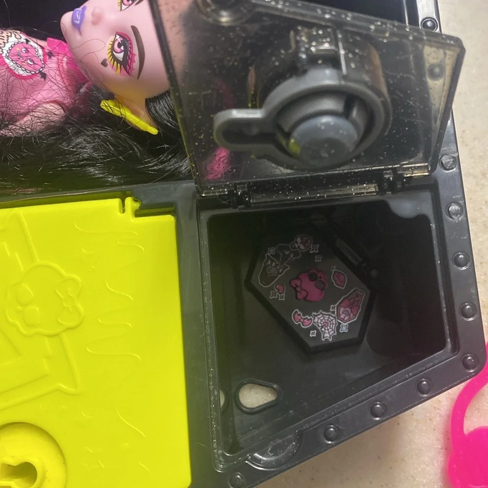Monster High Black and Pink Fashion Doll with Coffin Case vampire Dracula vamp